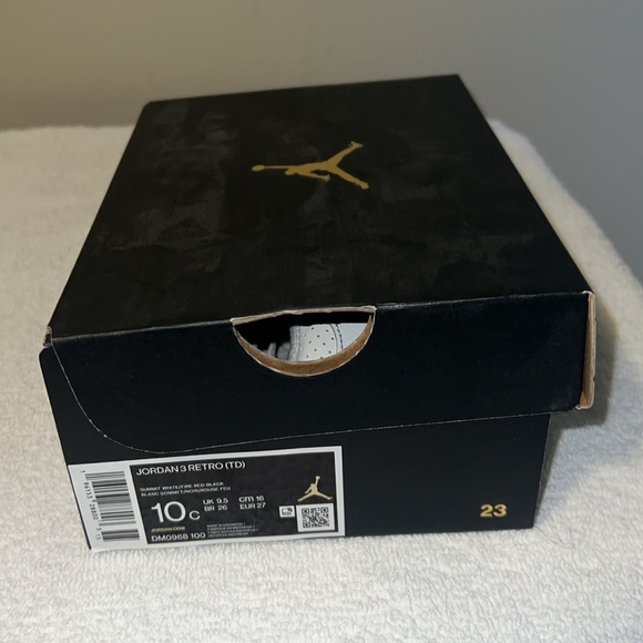 TD Jordan 3 Retro White/Cement Size 10c - Picture 7 of 7